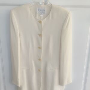 Oscar De La Renta 100% Silk Women's Cream Jacket Size 6 Vintage